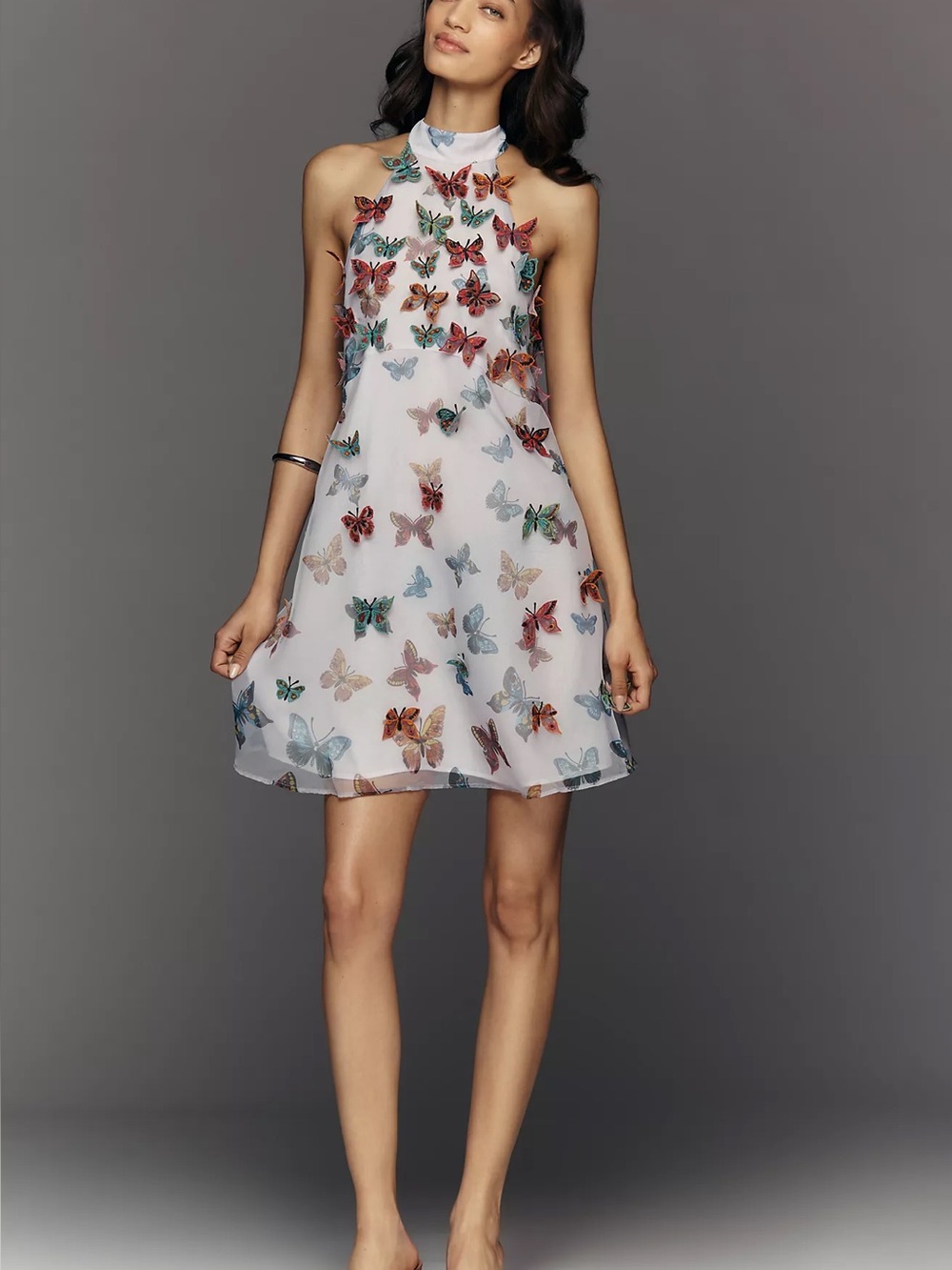 Anthropologie Maeve Butterfly Halter Mini Dress